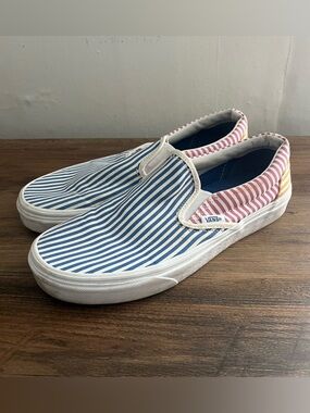 Vans Classic Slip-On Deck Club Mix Stripes Shoes Size 8
